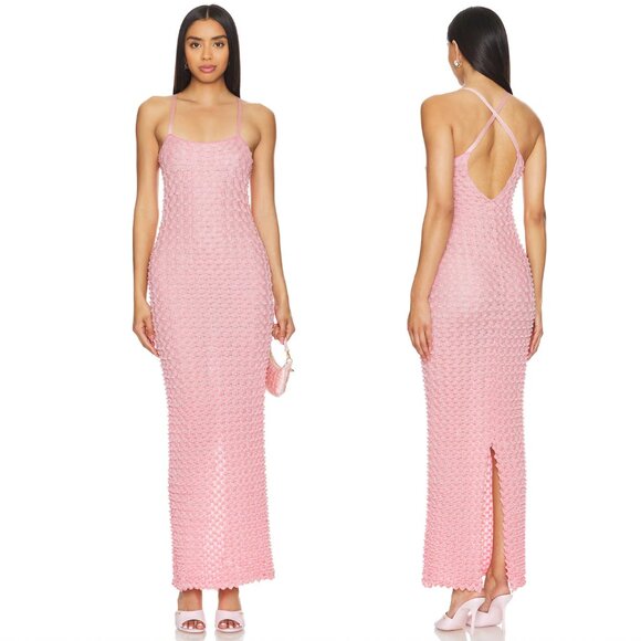 NEW CHET LO x REVOLVE Spikes Slip Maxi Dress in Pink Tank L / XL - Picture 1 of 3